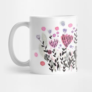 Watercolor whimsical flowers - pink and sage Mug